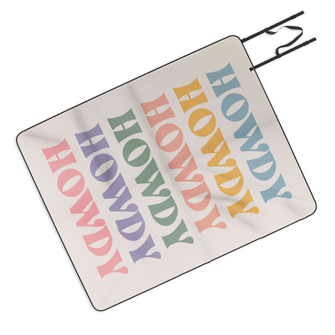 Cocoon Design Howdy Colorful Retro Quote Picnic Blanket