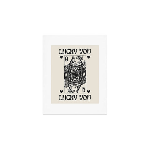 Cocoon Design Lucky you Queen of Hearts Black Art Print