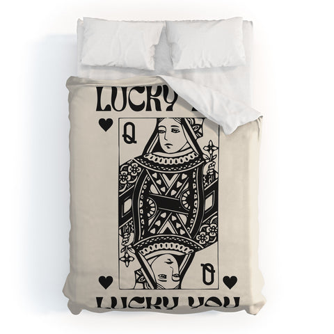 Cocoon Design Lucky you Queen of Hearts Black Duvet Cover