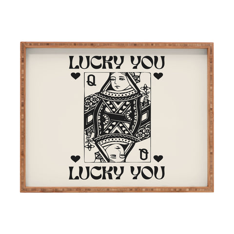 Cocoon Design Lucky you Queen of Hearts Black Rectangular Tray