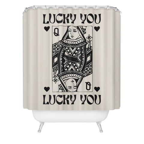 Cocoon Design Lucky you Queen of Hearts Black Shower Curtain