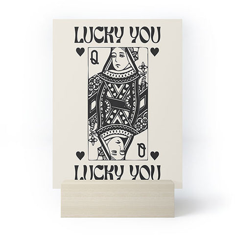Cocoon Design Lucky you Queen of Hearts Black Mini Art Print