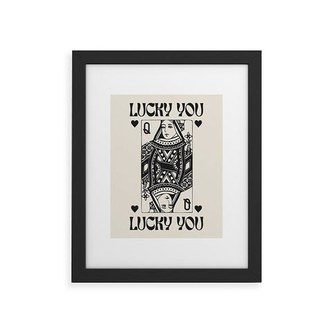 Cocoon Design Lucky you Queen of Hearts Black Framed Art Print