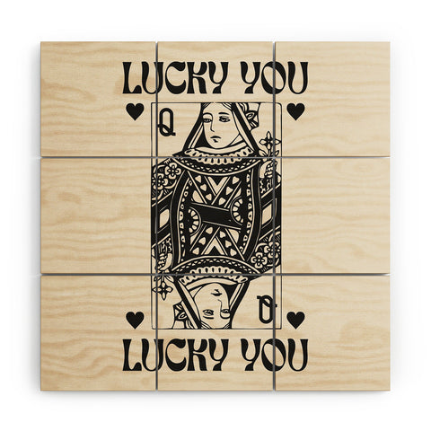 Cocoon Design Lucky you Queen of Hearts Black Wood Wall Mural