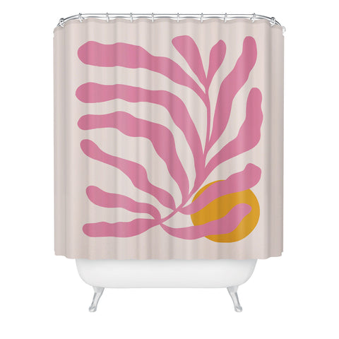 Cocoon Design Matisse Cut Out Pink Leaf Shower Curtain
