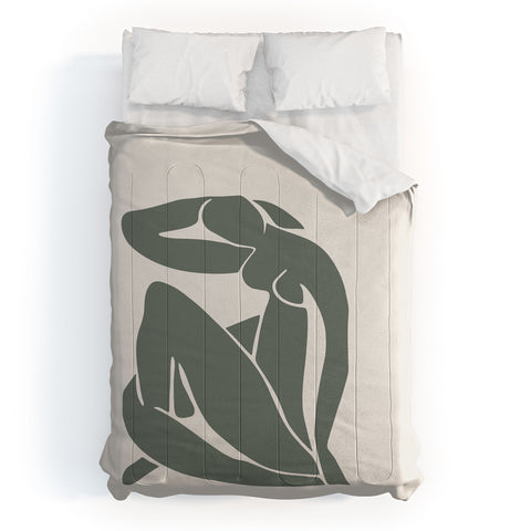 Cocoon Design Matisse Woman Nude Sage Green Comforter