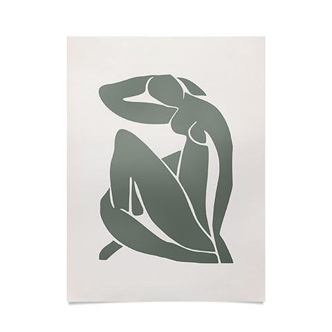Cocoon Design Matisse Woman Nude Sage Green Poster