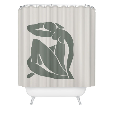 Cocoon Design Matisse Woman Nude Sage Green Shower Curtain