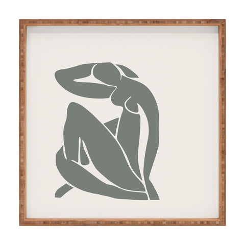 Cocoon Design Matisse Woman Nude Sage Green Square Tray