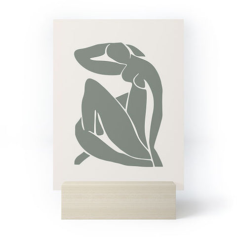 Cocoon Design Matisse Woman Nude Sage Green Mini Art Print