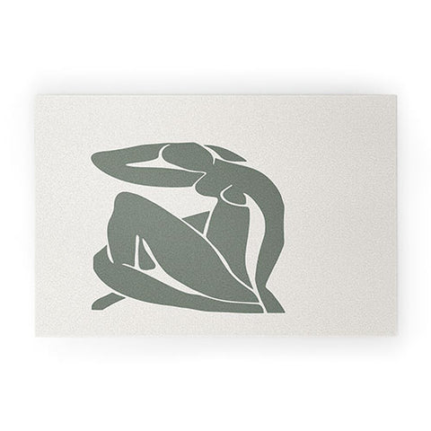 Cocoon Design Matisse Woman Nude Sage Green Welcome Mat
