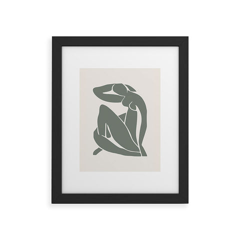 Cocoon Design Matisse Woman Nude Sage Green Framed Art Print