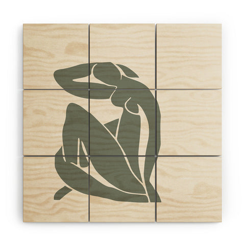 Cocoon Design Matisse Woman Nude Sage Green Wood Wall Mural