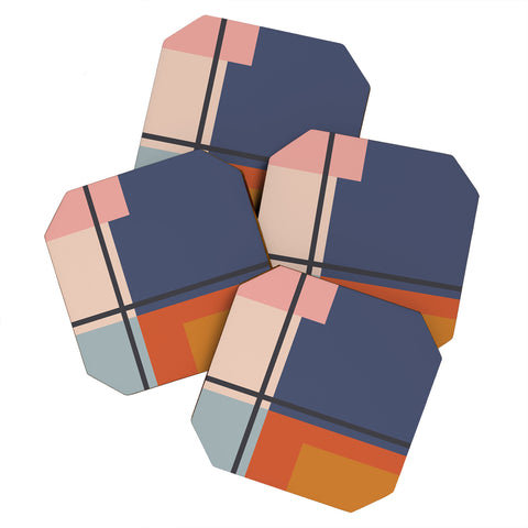Cocoon Design Mid Century Modern Retro Color Coaster Set