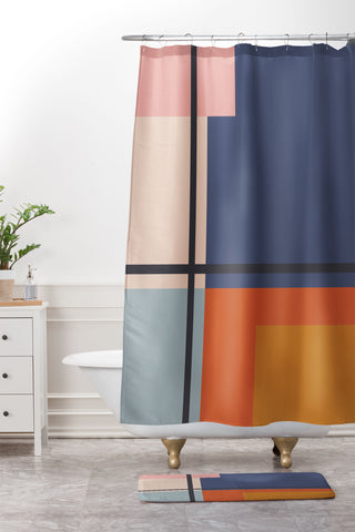 Cocoon Design Mid Century Modern Retro Color Shower Curtain And Mat