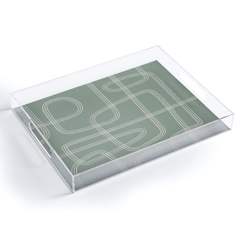 Cocoon Design Modern Sage Green Abstract Acrylic Tray