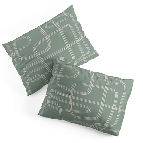 Cocoon Design Modern Sage Green Abstract Pillow Shams
