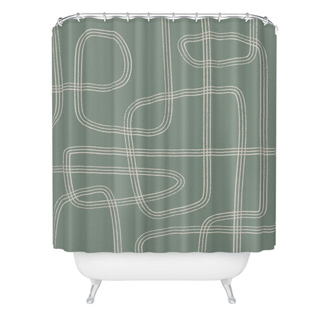 Cocoon Design Modern Sage Green Abstract Shower Curtain