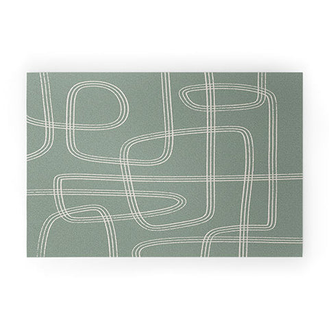 Cocoon Design Modern Sage Green Abstract Welcome Mat