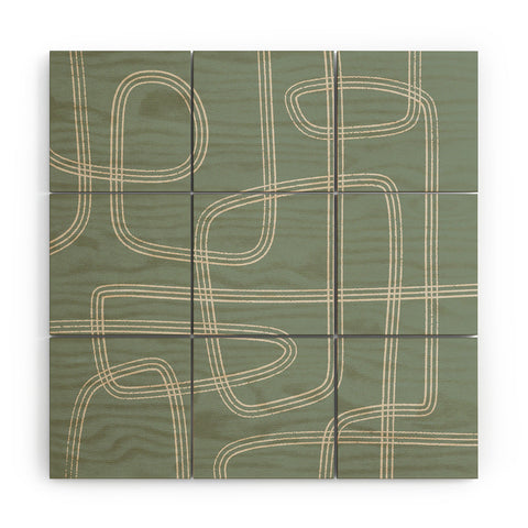 Cocoon Design Modern Sage Green Abstract Wood Wall Mural