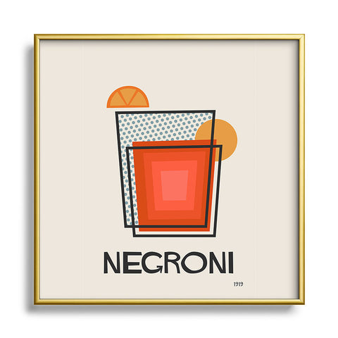 Cocoon Design Negroni Minimalist Mid Century Square Metal Framed Art Print