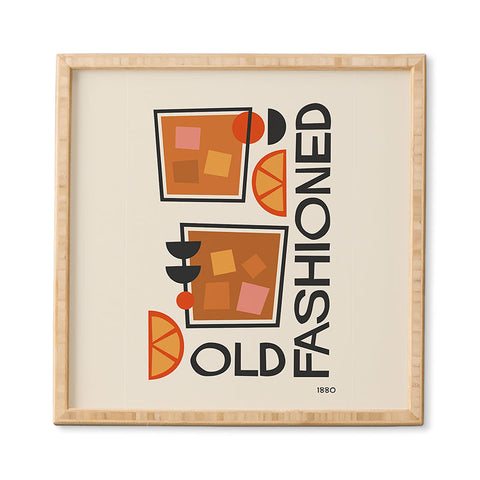 Cocoon Design Old Fashioned Cocktail Minimal Framed Wall Art
