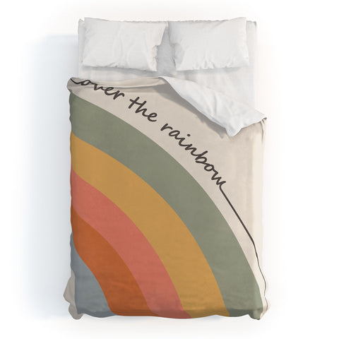 Cocoon Design Retro Boho Rainbow with Quote Duvet Cover
