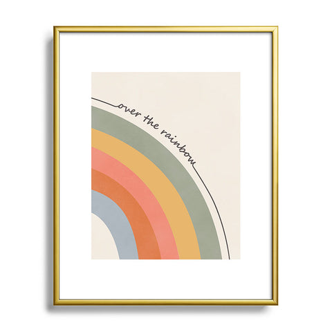 Cocoon Design Retro Boho Rainbow with Quote Metal Framed Art Print