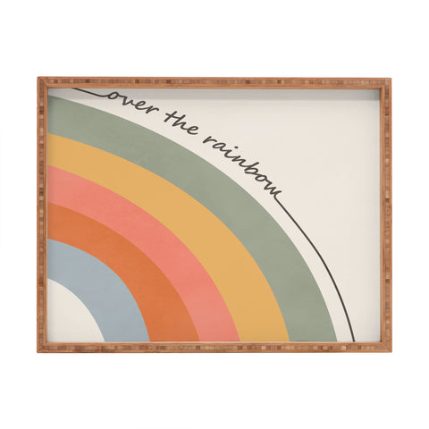 Cocoon Design Retro Boho Rainbow with Quote Rectangular Tray
