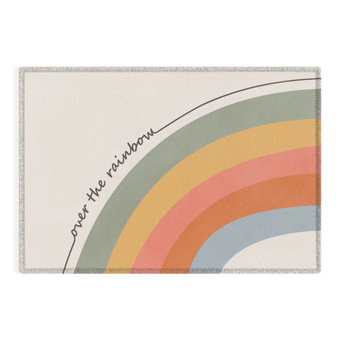 Cocoon Design Retro Boho Rainbow with Quote Outdoor Rug