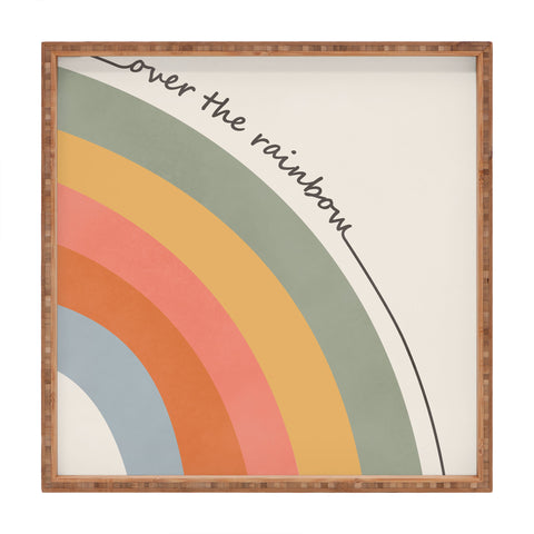 Cocoon Design Retro Boho Rainbow with Quote Square Tray