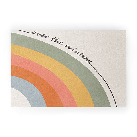 Cocoon Design Retro Boho Rainbow with Quote Welcome Mat