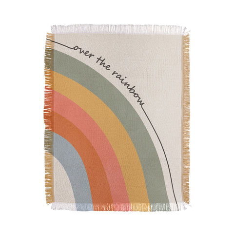 Cocoon Design Retro Boho Rainbow with Quote Throw Blanket
