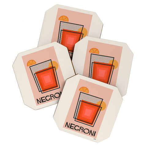 Cocoon Design Retro Cocktail Print Negroni Coaster Set