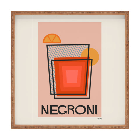 Cocoon Design Retro Cocktail Print Negroni Square Tray