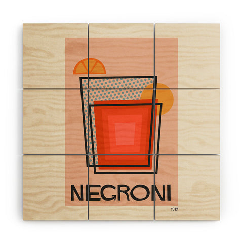 Cocoon Design Retro Cocktail Print Negroni Wood Wall Mural