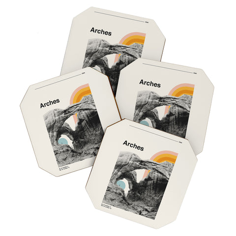 Cocoon Design Retro Travel Poster Arches Coaster Set