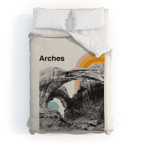 Cocoon Design Retro Travel Poster Arches Duvet Cover