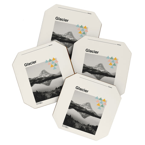 Cocoon Design Retro Travel Poster Glacier Coaster Set