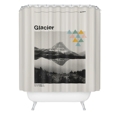 Cocoon Design Retro Travel Poster Glacier Shower Curtain