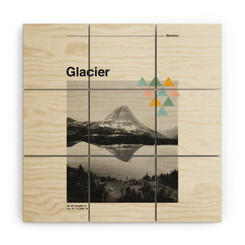 Cocoon Design Retro Travel Poster Glacier Wood Wall Mural