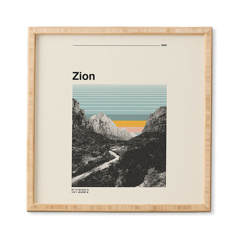 Cocoon Design Retro Travel Poster Zion Framed Wall Art