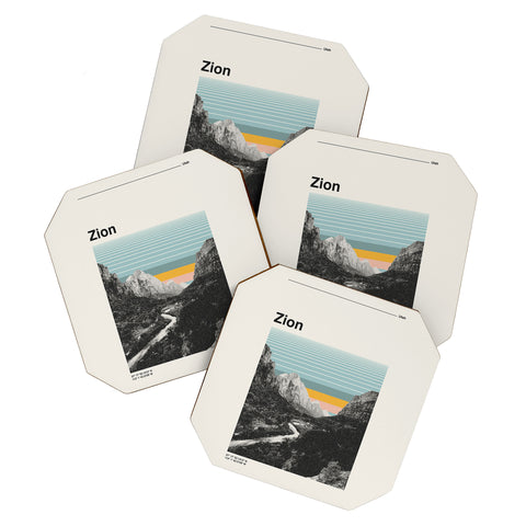 Cocoon Design Retro Travel Poster Zion Coaster Set