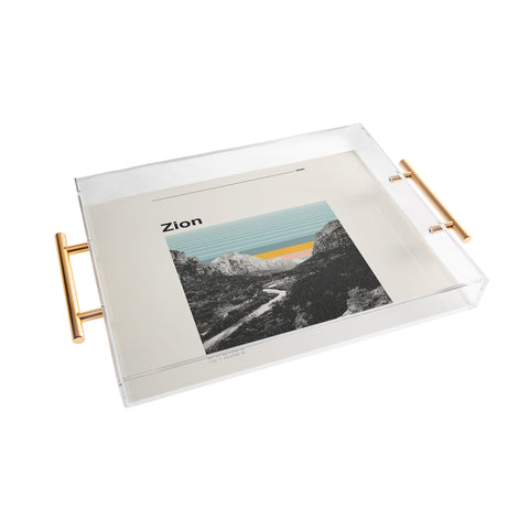 Cocoon Design Retro Travel Poster Zion Acrylic Tray