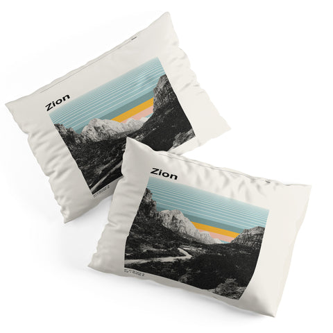 Cocoon Design Retro Travel Poster Zion Pillow Shams