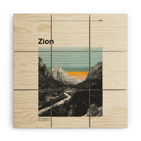 Cocoon Design Retro Travel Poster Zion Wood Wall Mural