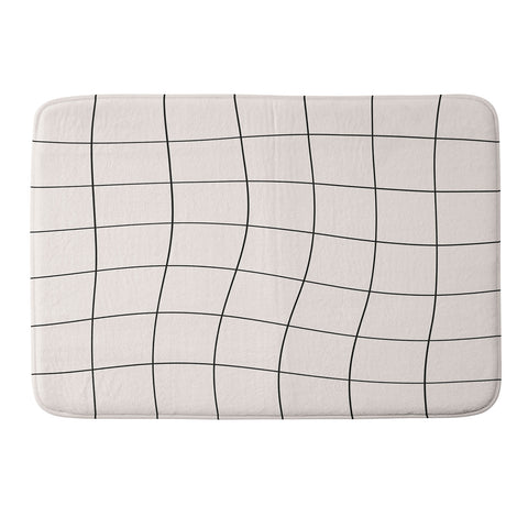 Cocoon Design Retro Warped Grid Black and White Memory Foam Bath Mat