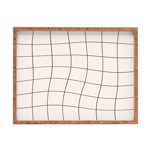 Cocoon Design Retro Warped Grid Black and White Rectangular Tray