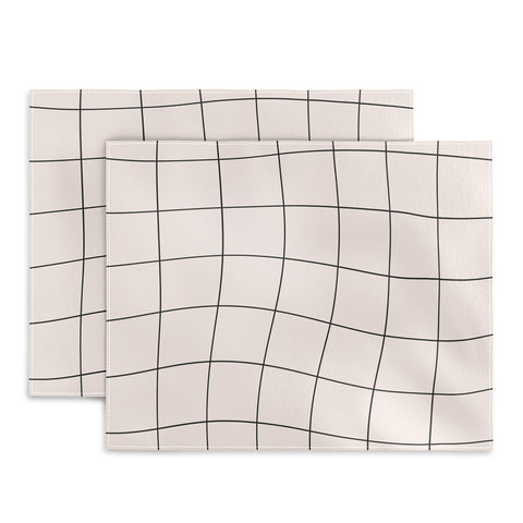 Cocoon Design Retro Warped Grid Black and White Placemat