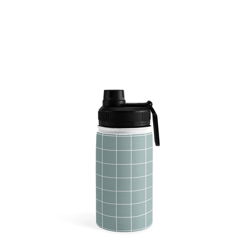 Cocoon Design Sage Green Retro Grid Pattern Water Bottle